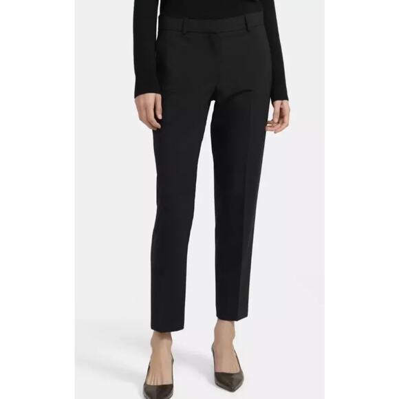 Theory Black Testra 2B Straight Leg Wool Blend Trouser Pants 8 - Picture 1 of 15